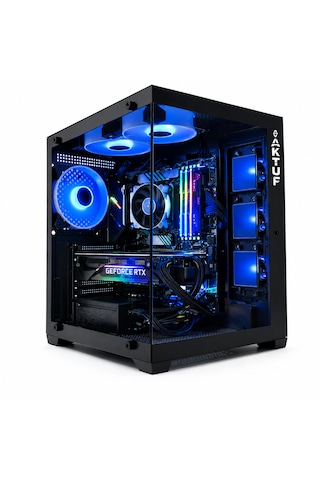 Aktuf Royal Siyah 3 Rgb Fanlı Temperli Cam Panel Boş M-atx Gaming Oyuncu Bilgisayar Kasası