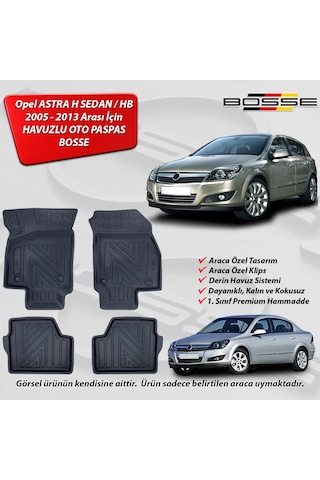 Opel Astra H Paspas Araca Özel SEDAN - HB 2004 2015 BOSSE 3D Havuzlu Oto Paspas