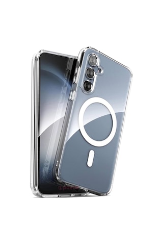 Galaxy S23 Fe Uyumlu Kılıf Magsafe Wireles Şarj Destekli Clear Şeffaf Sararmaz Premium Renksiz Case Resimde Görünen
