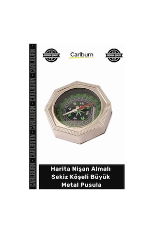 Pusula Dayanıklı Metal Kasa Kamp Avcılık Harita Nişan Almalı Sekiz Köşeli Büyük Metal Pusula