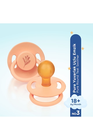 Wee Baby Pure Yuvarlak Uçlu Kauçuk Emzik No:3 Somon 18+ Ay