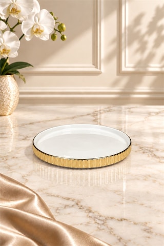 Linea Serisi Yuvarlak Servis Tabağı 20 Cm Altın