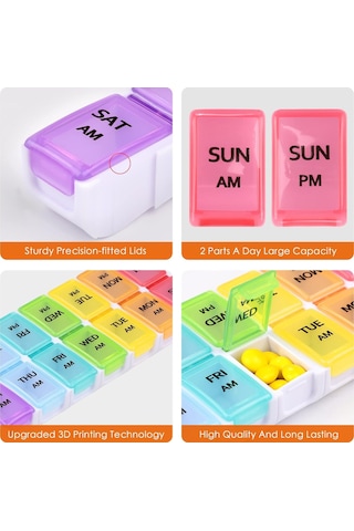 Springsun Haftalık 14 Bölmeli Sağlam Plastik İlaç Kutusu - Hermetik, Nem Ve Toz Koruyucu, Taşınabilir İlaç/parça Saklama Organizatörü Beyaz