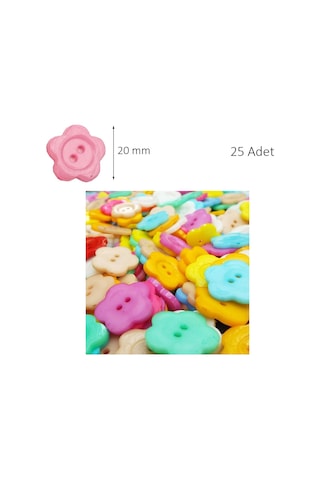 Çiçek Renkli Düğme Renkli Papatya Düğme 2 Cm - 25 Adet