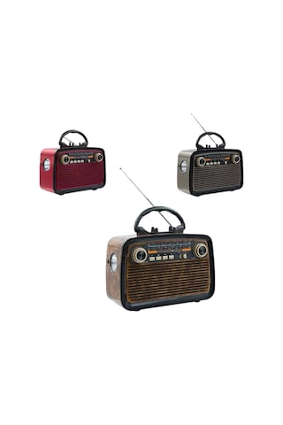 Bluetooth Hoparlör Ahşap Renk Vintage Işıklı Nostaljik Radyo Fm Ahşap Görünümlü