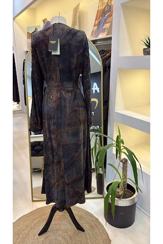 Nuss 2011 İpek Elbise Kuşak Detayli Tarçin Tarçın