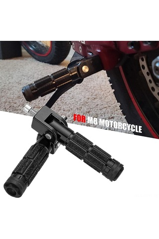 Monyee Motorcycle İki Tekerlekli Araçlar İçin 8mm Çift Katlı Alüminyum Füme Dayanıklı Yolcu Ayak Tırnakları