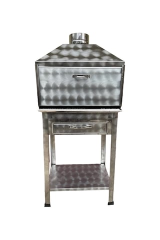 Paslanmaz Kömürlü Mangal 28 X 50 Cm Çekmeceli Dik Bacalı