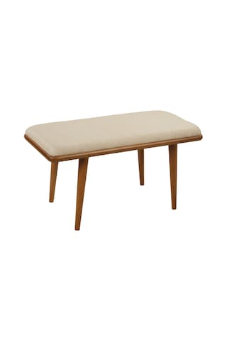 Ganni Home Oslo Bench Krem Ceviz Gürgen İskeletli, Döşemeli Modern Yemek Odası Bench Krem - Ceviz