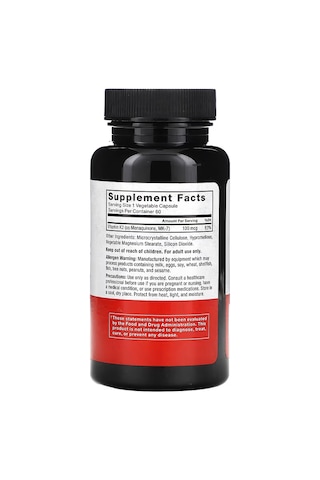 Force Factor Mk-7 Vitamin K2 100 Mcg Bone & Heart Health 60 Vegetable Caps