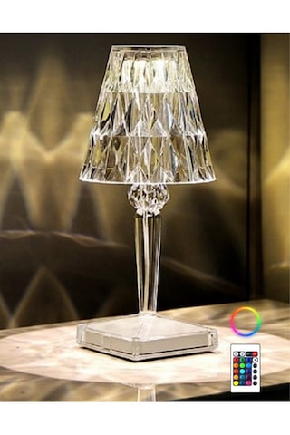 Akrilik Kristal Led Şarjlı Masa Üstü Lamba Kumandalı Rgb