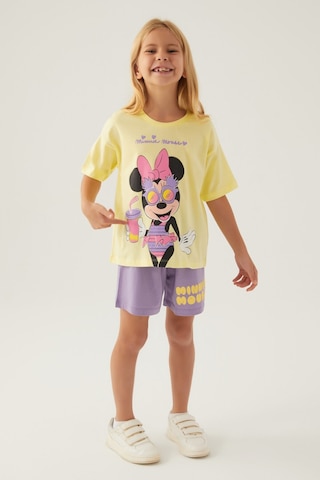 Minnie Mouse Glasses Açık Sarı Kız Çocuk Şort Takım 5274-42790 Sarı