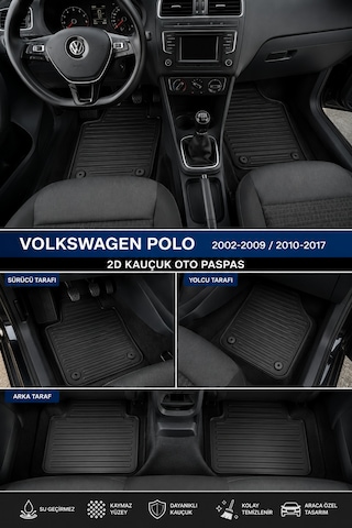 Volkswagen Polo 2002-2009 / 2010-2017 Uyumlu 2d Kauçuk Oto Paspas