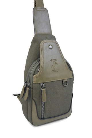 Haki Kanvas Kulaklık Çıkışlı Çapraz Askılı Omuz Çantası Çapraz Ça Haki