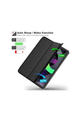 İpad Air Uyumlu 10.9 2022 10.nesil Redclick Smart Cover Kalem Bölmeli Standlı 1-1 Kılıf Kılıf