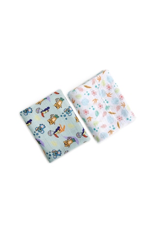 Milk&moo Müslin Örtü 2'li Set Jungle Friends Çok Renkli