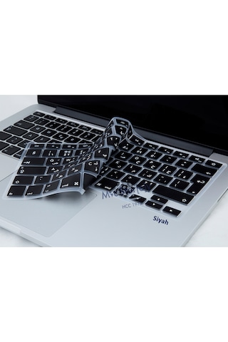 Laptop Apple Uyumlu MacBook Air Pro Klavye Koruyucu 13-15-17Inc Arabic Uk Baskı Siyah