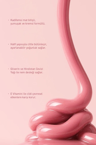 Alix Avien Yoğun Pigmentli E Vitaminli Mat Bitişli Kremsi Likit Allık - Liquid Blusher 02 Elegant Pink