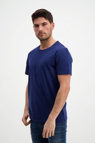 Rich Erkek Yıkamalı Basic T-shirt Tişört %100 Pamuk Tişört Lacivert