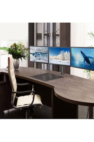 Techly 13"-24" Arası 3 Monitör Için Kelepçeli Masa Standı