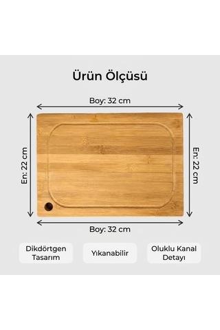 Bambu Kesme Tahtası Antibakteriel Yıkanabilir Doğrama Tahtası Dikdörtgen 32x22 Cm Orta Boy Çok Renkli