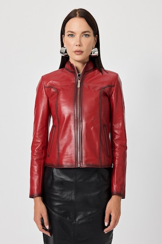 Antonella Kırmızı Kadın Deri Mont 001