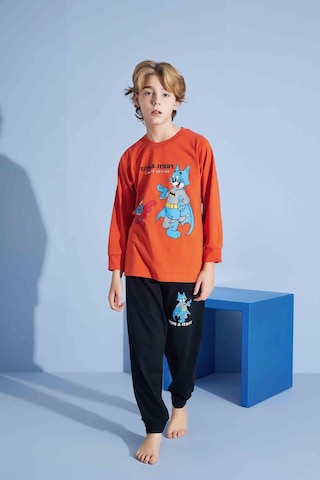 Tarık Erkek Çocuk Sevimli Kedi Desenli Uzun Kollu Pijama Takımı-974 Kırmızı