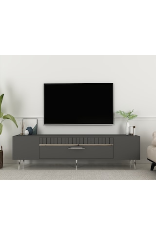 Bakü Tv Sehpası Tv Ünitesi 150 Cm Antrasit Gümüş