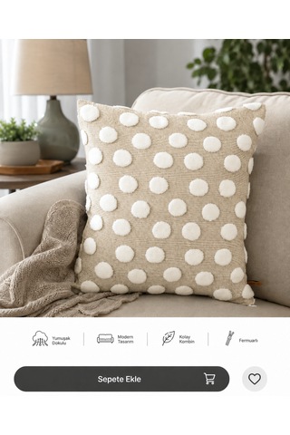 Bubble Punch Dekoratif Kırlent Kılıfı 43x43 Cm Dokulu Ponponlu Bohem Modern Koltuk Yastık Kılıfı Salon Oturma Odası Dekoru Bej