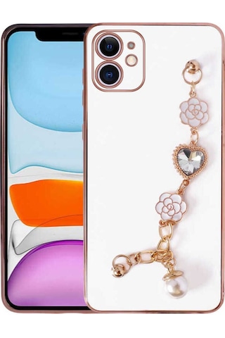 Apple Uyumlu iPhone 11 Kılıf El Tutamaçlı Kamera Korumalı Zore Taka Silikon Kapak Beyaz