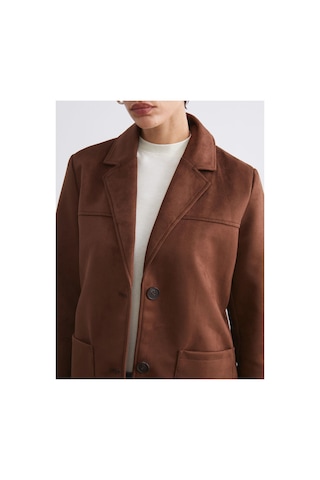 LC Waikiki Peak Yeni Sezon Süet Görünümlü Kadın Blazer Ceket Brown