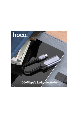 Hoco Ua26 Type-c Otg Rj45 İnternet Adaptörü Dönüştürücü 1000 Mbps- 5775 - Karbul2000-9175 Gri