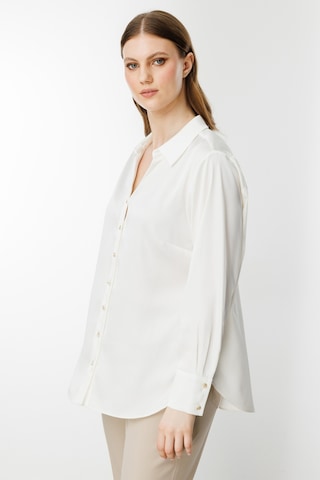 Ekol Kadın Büyük Beden Saten Gömlek 3510 Ekru Ekru
