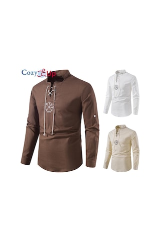 Rahat Pamuk Keten Gömlek Erkekler İçin Nakış Katı Bandaj Kazak Chemise Veste Homme Sokak Nefes Gevşek Yoga Kıyafetleri Haki