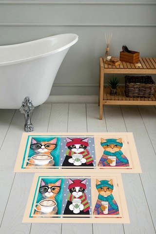 Eliana Home Dijital Baskı 2'li Banyo Paspas Takımı Lna5-sm103 100x60 Ve 60x50 Cm Krem