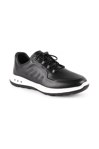 Lbr H1133 Antik Deri Erkek Sneaker - Eva Tabanlı Bağcıklı Günlük Spor Ayakkabı Siyah