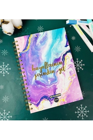 Hayallerinin Peşinden Git Tarihsiz Konuşan Ajanda Haftalık Yıllık Planlayıcı Akademik Ajanda Açık Mor
