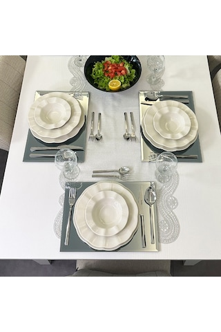 Aynalı Supla Füme Ayna 6'lı Takım Dikdörtgen Ayna Supla