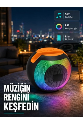 Bluetooth 5. 0 Hoparlör Rgb Işıklı, Güçlü Bas Ve 360 Surround Ses