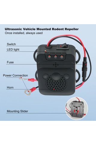 Skycity Araç İçin Ultrasonik Sıçan Kovucu - 12v Dc Abs Malzeme 40 M² Kapsama Alanı
