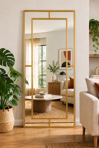 Effe Gold Metal Çerçeveli Yıldız 180x80 Cm Dekoratif Ayna