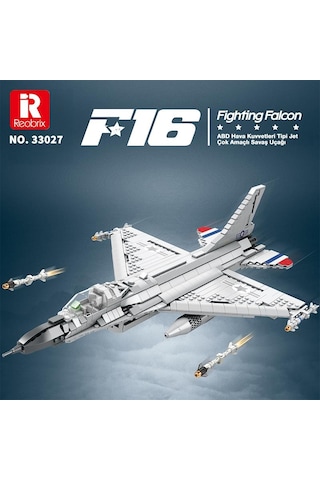 Reobrix 33027 F-16 Jet Uçak Yaratıcı Yapı Blok Seti Building Blocks F-16 Fighting Falcon -1427parça