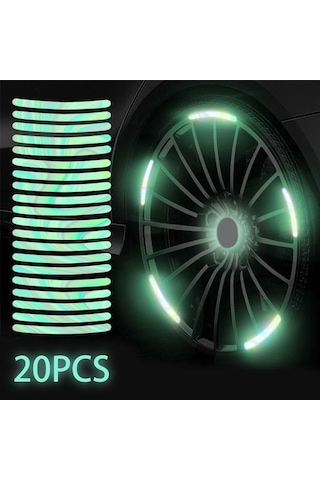 Fosforlu Seametal 20/40 Adet Yansıtıcı Çıkartmalar Araba Tekerlek Göbeği Gece Sürüş Araba Lastiği Jant Yansıtıcı Şeritleri Aydınlık Etiket 20pcs