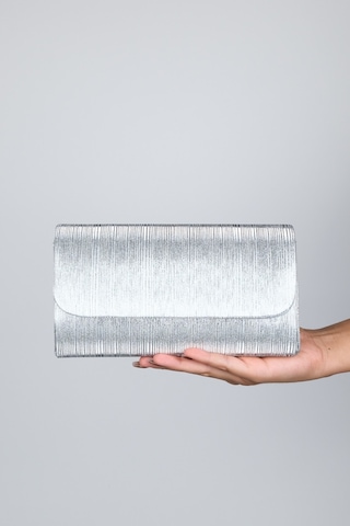 Ago Gümüş Çizgili Kadın Abiye Çanta Çok Renkli