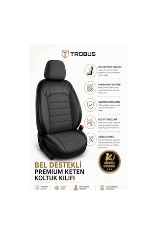 Volvo V40 2012-2019 Uyumlu Levante Serisi Füme Oto Koltuk Kılıfı