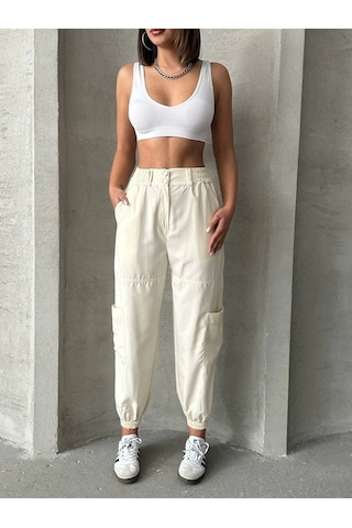 Kazax Jogger Lastik Paça Pantolon Bej