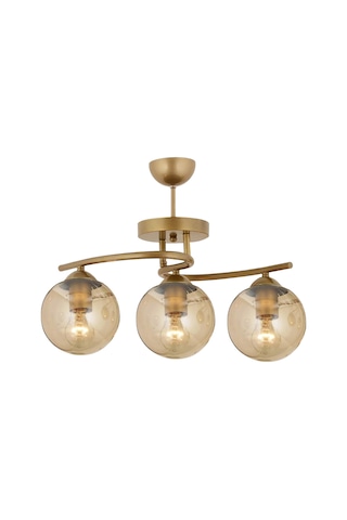 Elite 3 Başlıklı Eskitme Balon Camlı Salon Avize