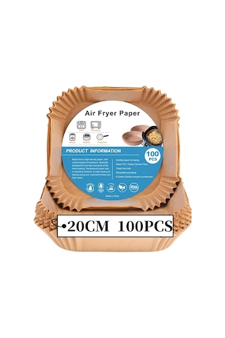Mıopen Sıcak Hava Fritözleri İçin Fırın Kağıdı, 100 Adet Airfryer Pişirme Kağıdı, Yapışmaz, Yağa Dayanık
