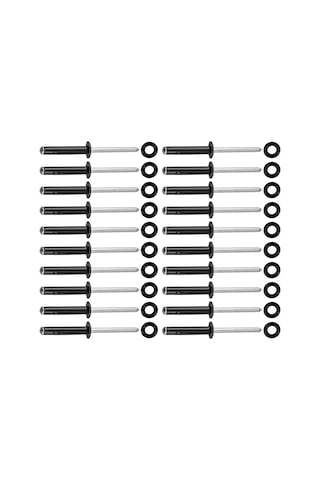 Geeroyoo Jk210313 Siyah Gümüş Çivili Fener, 20 Adet Kapak Contalı Nylon Çift Malzeme Seti