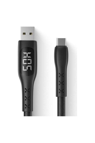 Fastbuy Wsken Akıllı Type C Kablosu - Zamanlı Kesim, Gerçek Zamanlı Şarj, 6v/3a, 1.2m Siyah Şarj Kablosu